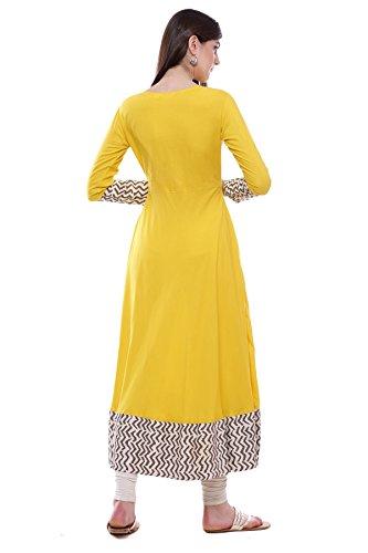 Divena Women's Viscose Rayon Solid Anarkali Kurtis (Mustard Yellow, 4Xl)