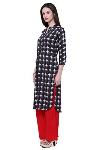 Divena Black Rayon Apple Cut Printed Kurta