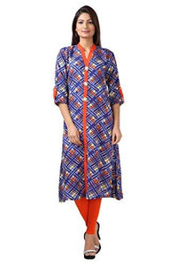 Divena Printed Front Slit Rayon Kurti