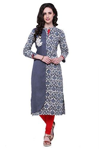 Divena Grey Cotton Kurtis for girls (DBK0138-M, Kurti M size)