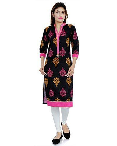 Divena Women's Cotton Kurti (DK0080-XXL_BLACK_XX-Large)