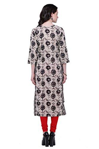 Divena Grey And Black Floral Printed Cotton Kurta