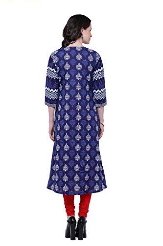 Divena Women's Cotton Kurti (Blue, X-Small)