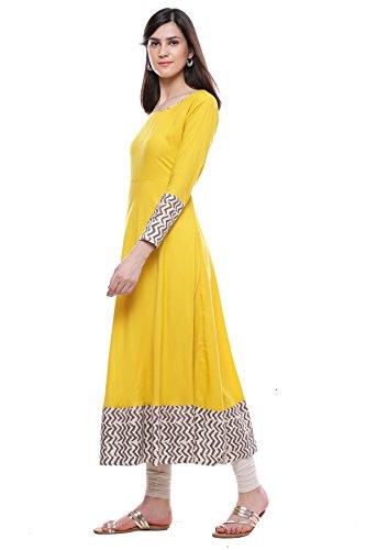 Divena Women's Viscose Kurti (Yellow, Small)