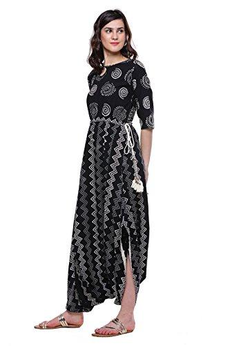 Divena Women's Cotton Kurti (Black, Medium)