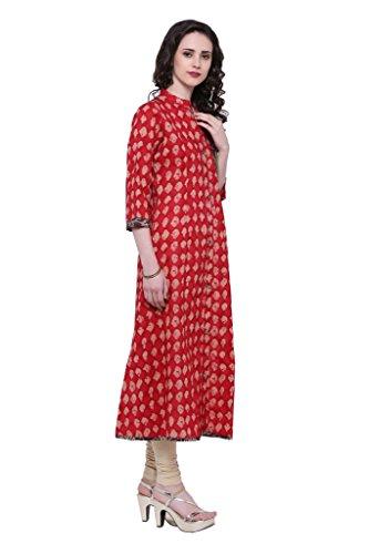 Divena Red A-Line Cotton Long Kurta