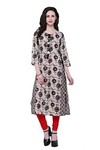 Divena Grey And Black Floral Printed Cotton Kurta