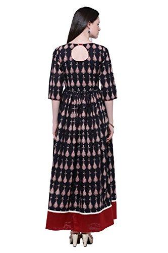 Divena Women's Cotton Kurti (Black, 3XL)