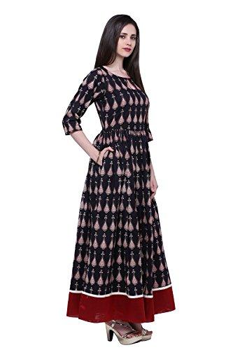 Divena Women Cotton Plus Size Kurtis (Black, X X X X-Large)