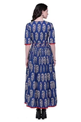 Divena Women's Cotton Foor Length Anarkali Kurta (Blue, 54)