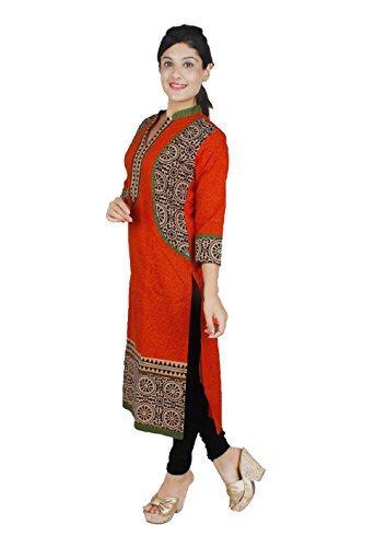 Divena Women's Orange Cotton Straight Kurta (Dbk0004-4Xl_Orange_XXXX-Large)