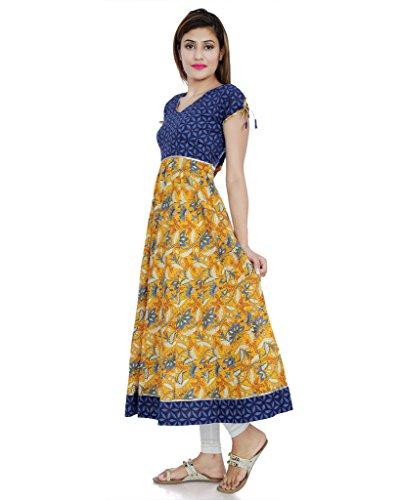 Divena Women's Cotton Anarkali Kurti (Blue, XS)