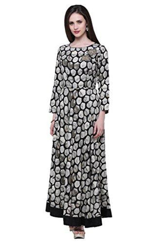 Divena Women's Rayon Kurta (Black, X-Large)