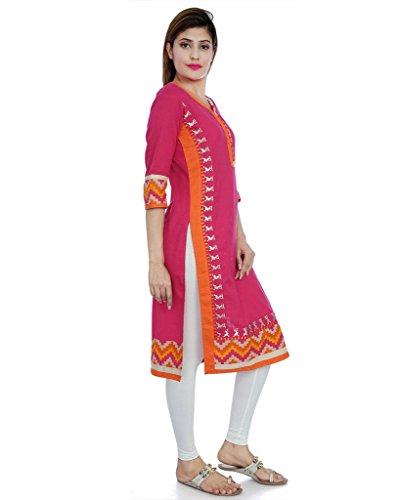 Divena Women's Khadi Kurti (Pink, Small)