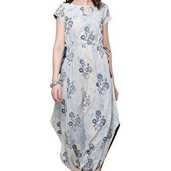 Divena Women's Cotton Kurtis (Blue, Medium)