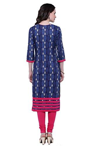 Divena Blue Cotton Kurta With Front Slit