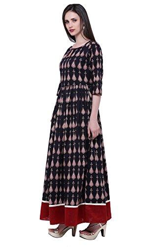 Divena Women's Cotton Kurti (Black, Small)