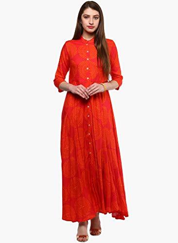 Divena Women's Viscose Kurtis (Orange, 4XL)