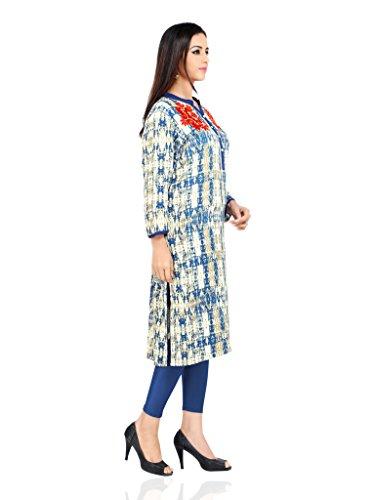 Divena Blue Rayon Embroidered Kurti