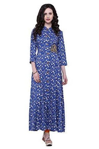 Divena Viscose Blue Print Kurta for women (DBK0160-XL, XL kurtis)