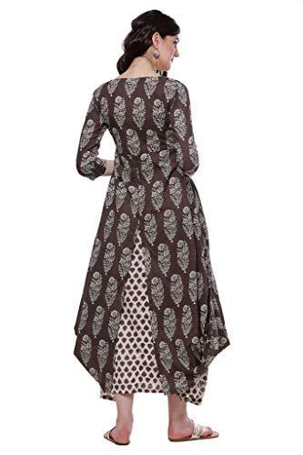 Divena Women's Cotton Kurta(DK0501-4XL Brown XXXX-Large)