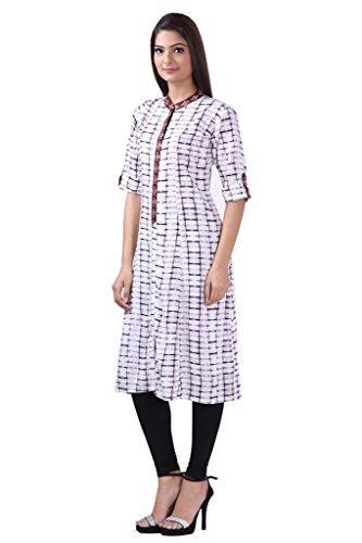 Divena White Rayon Kurtis for girls (DBK0112-M, Kurti M size)