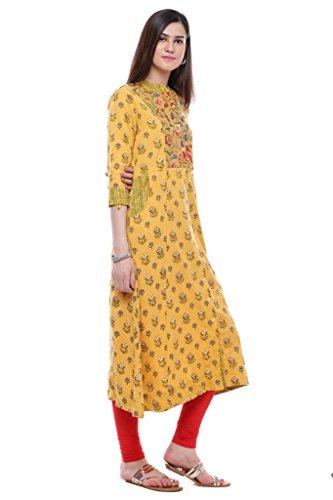 Divena Women's Khadi Kurtis (Yellow, 4XL)