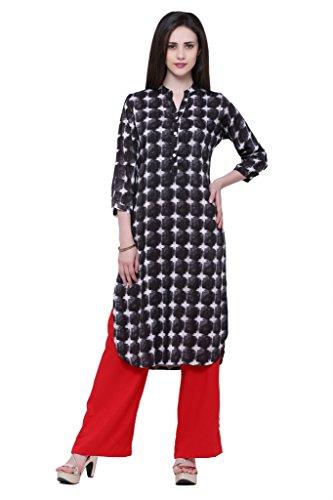 Divena Black Rayon Apple Cut Printed Kurta