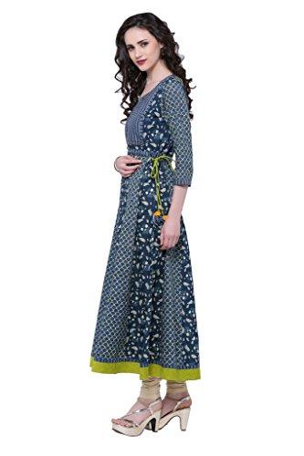 Divena Blue Cotton Long Anarkali Kurtis For Women