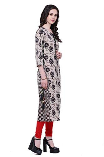 Divena Grey And Black Floral Printed Cotton Kurta