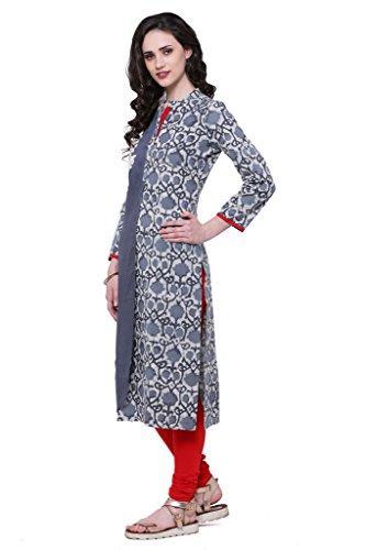 Divena Grey Cotton Kurtis for girls (DBK0138-M, Kurti M size)