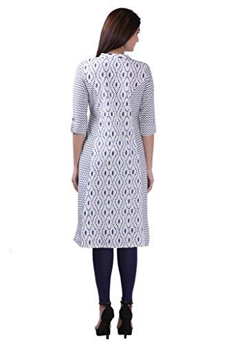 Divena White Printed Tail Cut Khadi Kurti