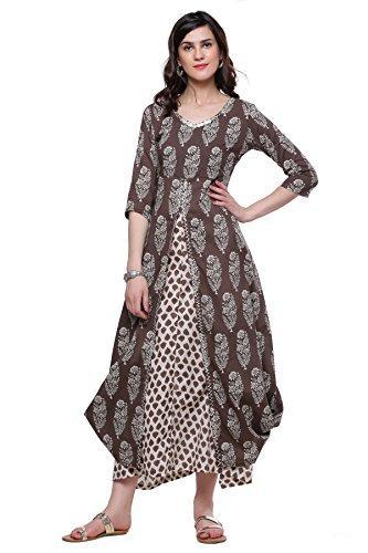 Divena Women's Cotton Kurta(DK0501-4XL Brown XXXX-Large)