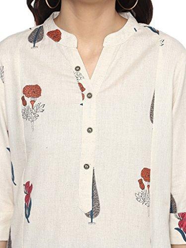 Divena Women's Khadi Long Kurti (DBK0230-XL, Off-White)