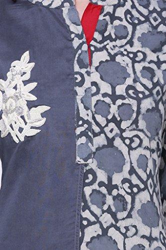 Divena Grey Embroidered Cotton Kurti