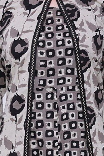 Divena Grey And Black Rose Print Cotton Kurta With Jacket