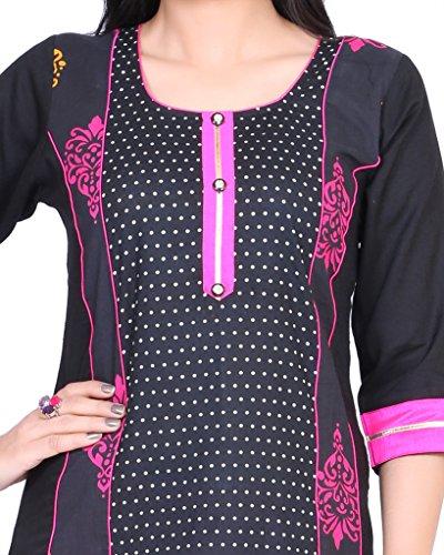 Divena Black Printed A-Line Rayon And Cotton W omen's Kurta (XS, S, M, L, XL, XXL, 3XL, 4XL, 5XL, 6XL, 7XL)