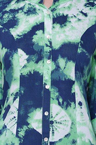 Divena Green And Blue Batik Print Rayon Kurta