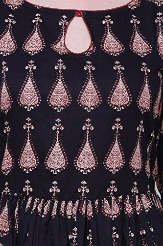 Divena Women's Cotton Kurti (Black, 3XL)