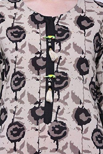 Divena Grey And Black Floral Printed Cotton Kurta