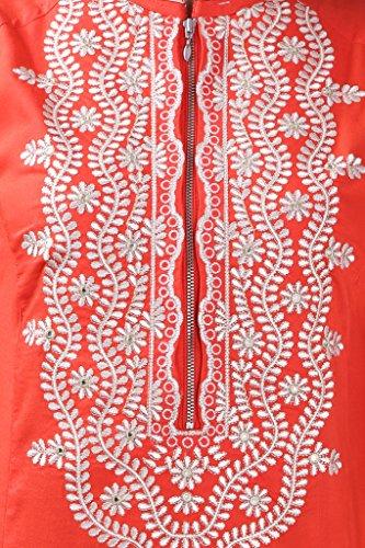 Divena Tomato Red Rayon Embroidered Kurta