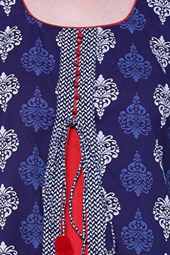Divena Women's Cotton Kurtis (DK0128-S,Blue, Small)
