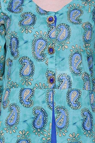 Divena Turquoise Blue Floor Length Viscose Layered Kurta