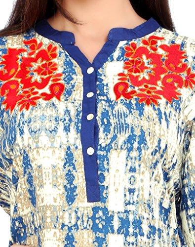 Divena Blue Rayon Embroidered Kurti